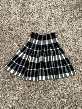 Black & White Plaid Circle Skater Skirt